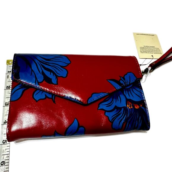 NWT Patricia Nash Kaisa Leather Clutch Wallet Wristlet – Grecian Rose Blue/Red - Picture 6 of 13